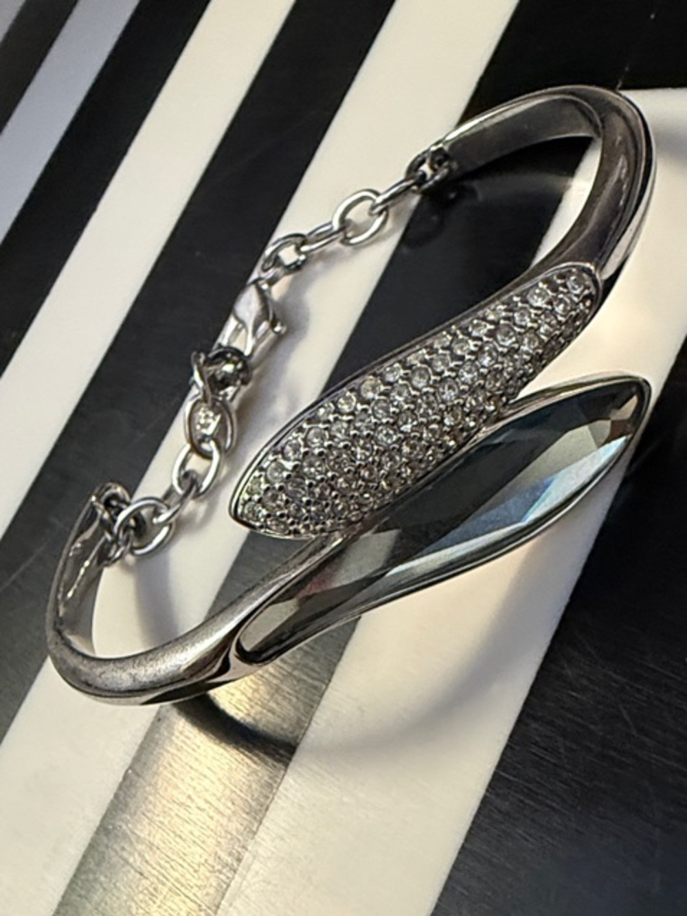 Swarovski Silver-Tone Crystal Pavé Sculpted Bracelet